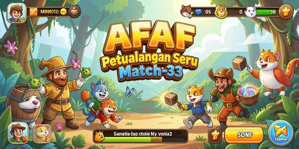 Tampilan gameplay menarik dari AFAF di level Match-3.