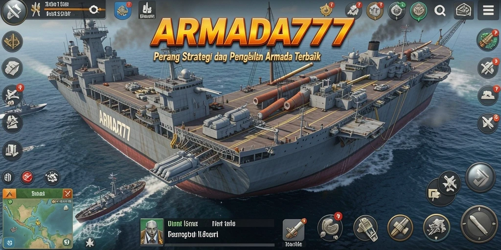Tampilan permainan strategi armada yang mendebarkan.