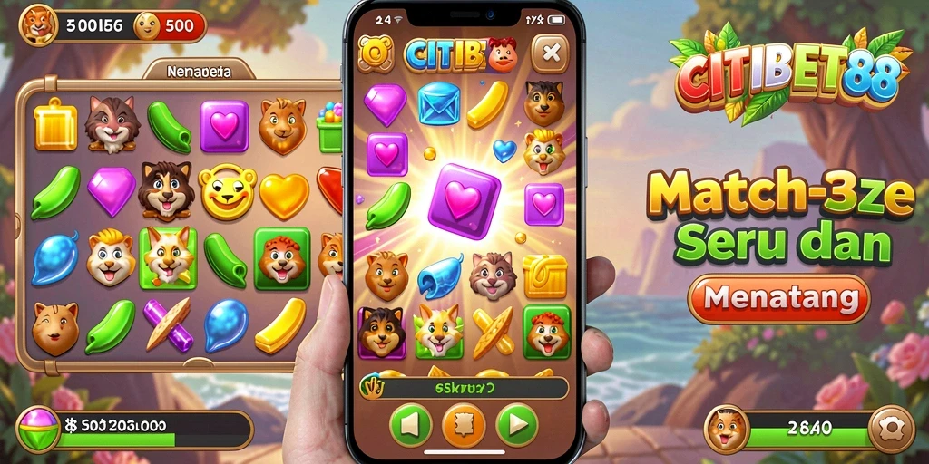 Tangkapan layar gameplay CITIBET88 menampilkan serunya mencocokkan item.