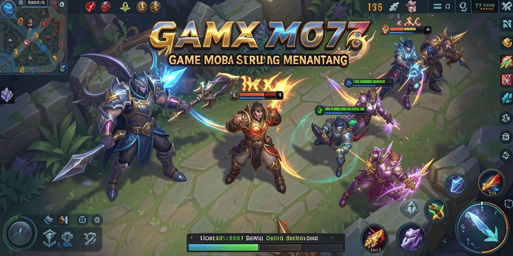 Tangkapan layar gameplay seru PCX777 dengan aksi pertarungan MOBA.