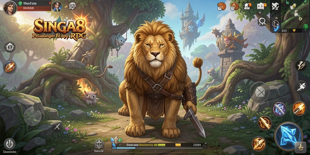 Gameplay SINGA8 menampilkan pertarungan yang seru dan karakter menarik.