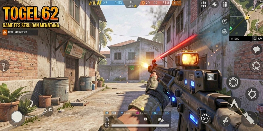 Screenshot menunjukkan aksi intens dalam game FPS TOGEL62.
